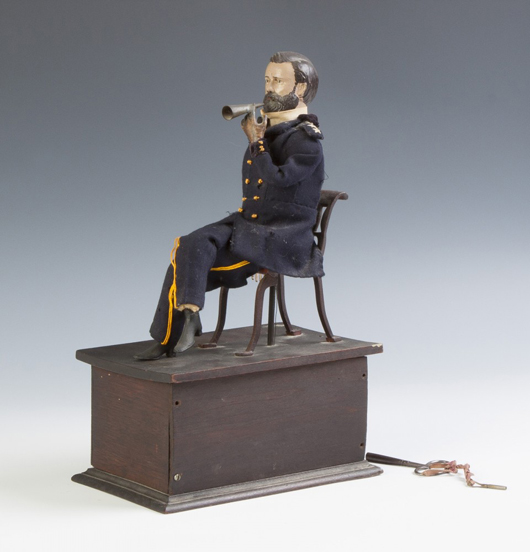 Ives clockwork toy depicting Ulysses S. Grant, made from wood, metal and cloth, circa 1870. Estimate: $8,000-$12,000). Cottone Auctions image